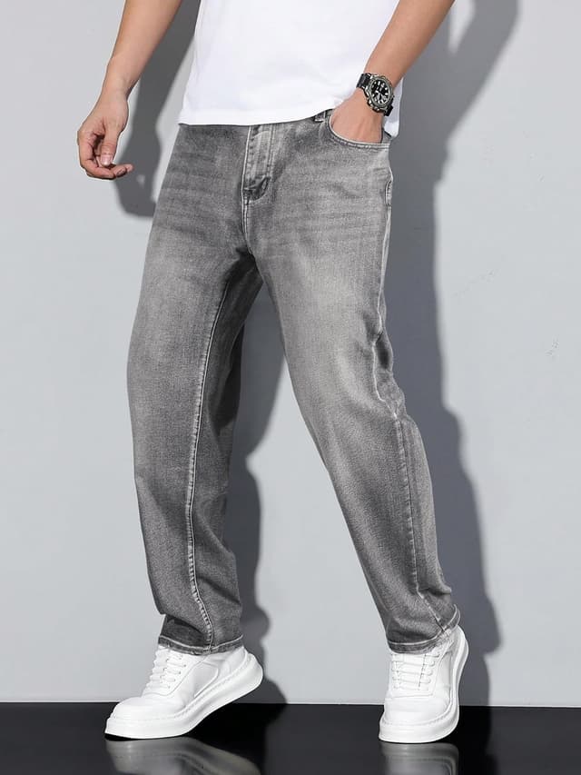 Detalle 2 de JMIERR Herren Baggy Jeans aus Baumwolle mit Stretch – Vintage Loose Fit Weite Jeans Hose