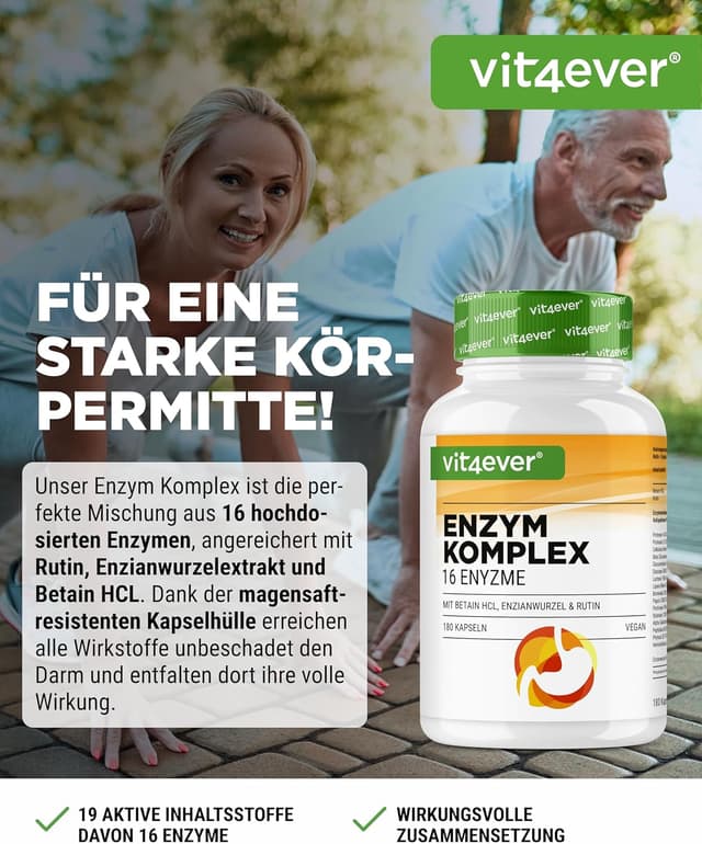 Detalle 2 de vit4ever Verdauungsenzyme 180 Kapseln