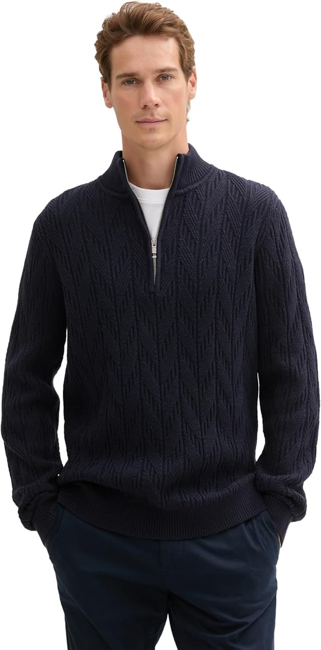 Detalle 2 de TOM TAILOR Pullover da uomo a maniche lunghe: comfort quotidiano con taglio comodo