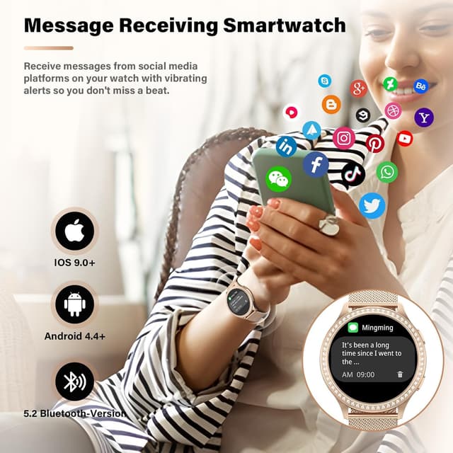 Thumbnail 3 de RifePhi 2025 Reloj Inteligente Mujer 🌸, 1,32", Luces y Salud