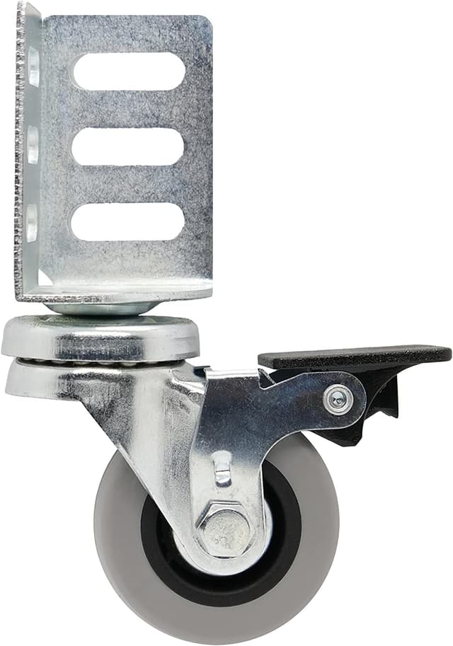 Detalle 2 de Shepherd Hardware 8126E - Rotelle ad angolo girevoli in gomma termoplastica grigia con freno, set da 4