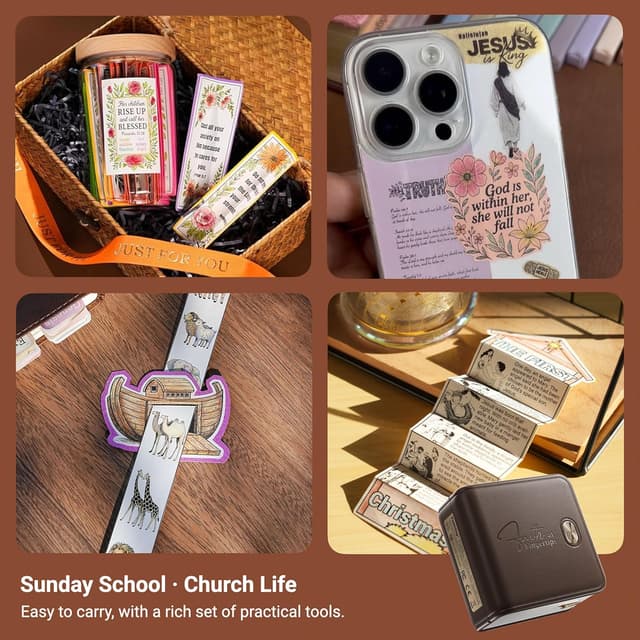 Thumbnail 6 de FaithTag Mini Sticker Printer F21 for Bible Study, Mini Sticker Printer with 3 Rolls (Brown) for Index Tabs, Bookmarks & Notes