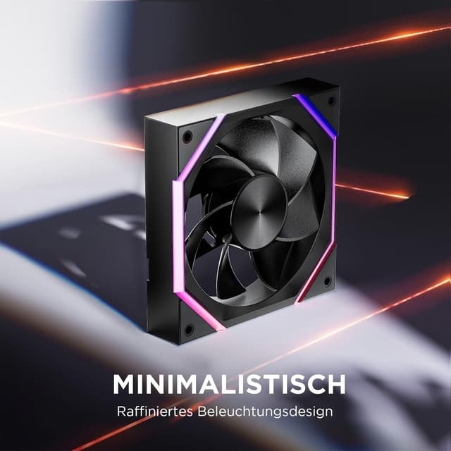 Detalle 2 de AsiaHorse Nyota RGB Reverse Gehäuselüfter 120 mm (3er-Set) – 5V 3-Pin ARGB & 12V 4-Pin PWM