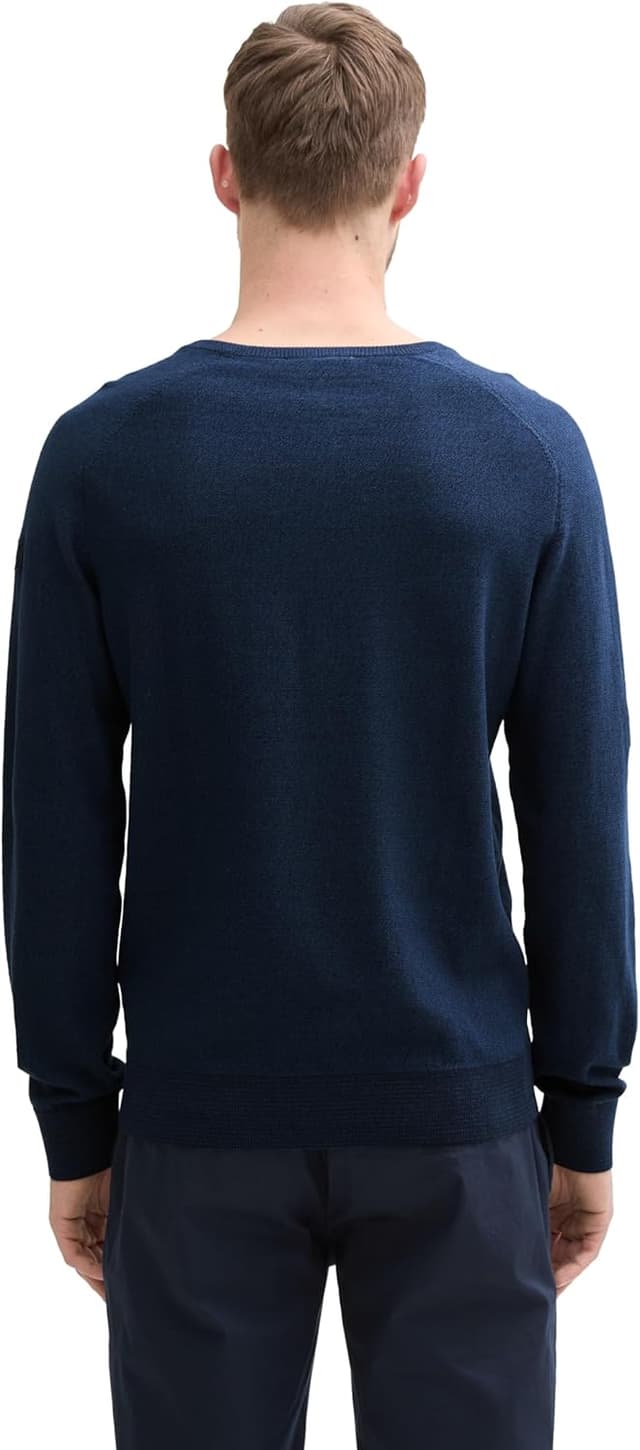 Detalle de TOM TAILOR 1045657 Pullover da uomo in cotone con piccolo logo