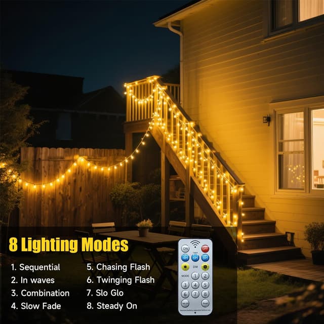 Detalle de Electight Christmas Fairy Lights (USB rechargeable, 200 LEDs, 20m) with remote, timer and 8 modes