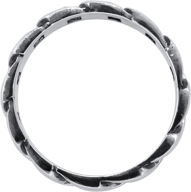 Detalle de Kuzzoi anello da uomo in argento 925 con ossidazione nera e design a maglie