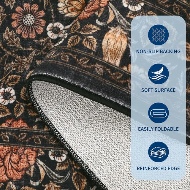 Thumbnail 6 de GarveeHome Brown Vintage Floral 8x10 Rug