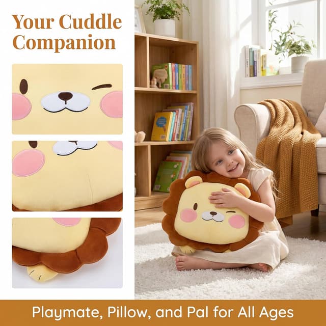 Detalle de Lion cuddle pillow plush 15 inch
