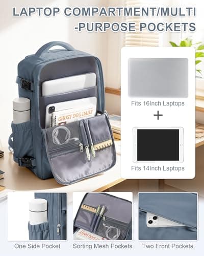 Detalle 2 de BJLFS Mochila de cabina 40x30x20 para Ryanair/Vueling/Wizzair con compartimento para portátil y tejido impermeable