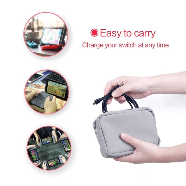 Detalle 2 de Switch USB Charger Cable (Fast Charging) – Classic Black 4.9ft Tangle-Free USB-A to USB-C