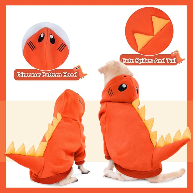 Detalle 1 de LeLePet dinosaur dog costume hoodie XS
