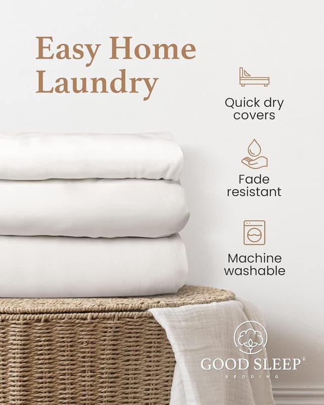 Detalle de King Size Egyptian Cotton Duvet Cover Set (1000 TC) – 3-Piece White Quilt Cover with Pillowcases