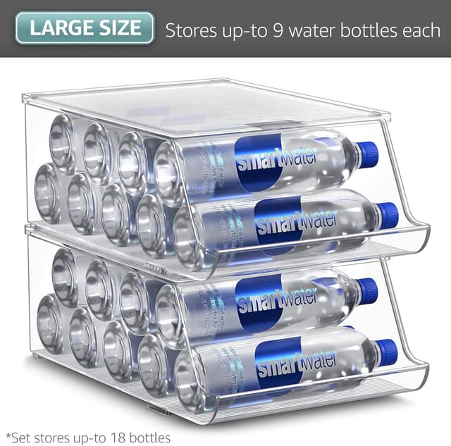 Thumbnail 6 de Sorbus Water Bottle Organizer for Fridge (Stackable, Lid, Holds up to 9 Bottles) – Clear BPA-Free Plastic