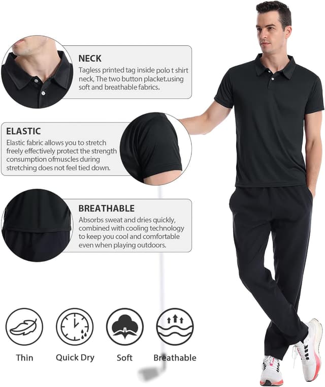 Detalle 2 de Star Vibe 3er Pack Polo Shirts für Herren – atmungsaktive Kurzarm-Polos aus Funktionsmaterial