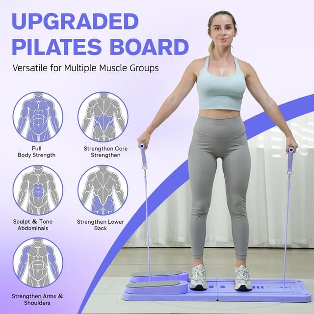 Detalle de Ohkanki Pilates Reformer Set (6 in 1) Folding Pilates Board for Home Workouts