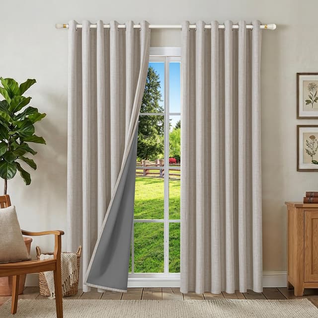 Detalle de Runyéla Verdunklungsvorhänge Leinen 245×200 cm