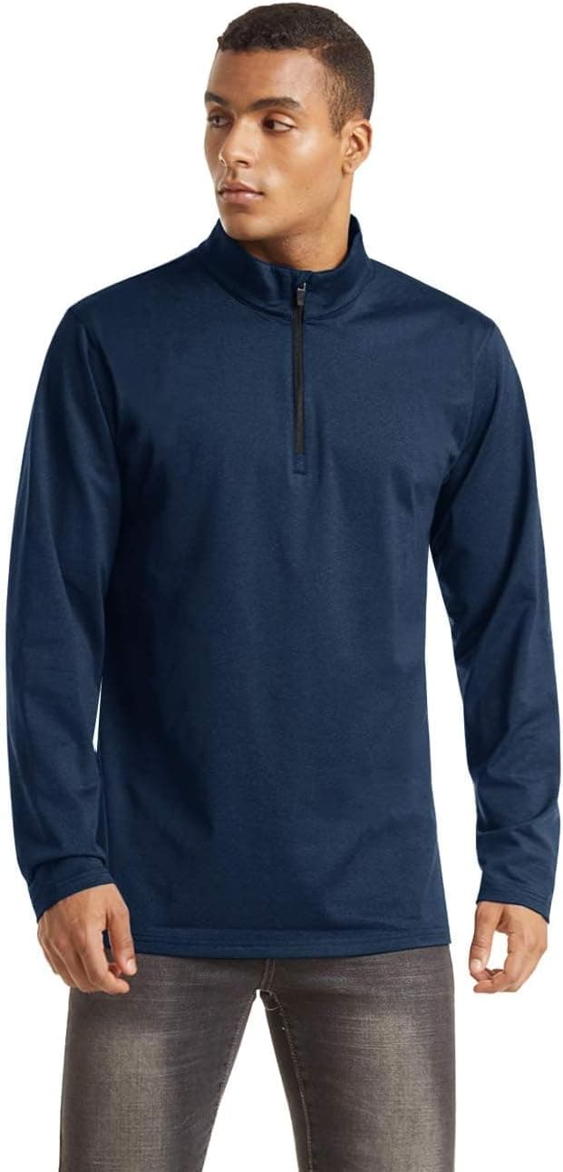 Detalle de KEFITEVD Herren 1/4-Zip Fleece Pullover – Langarm Funktionsshirt zum Wandern, Radfahren & Sport