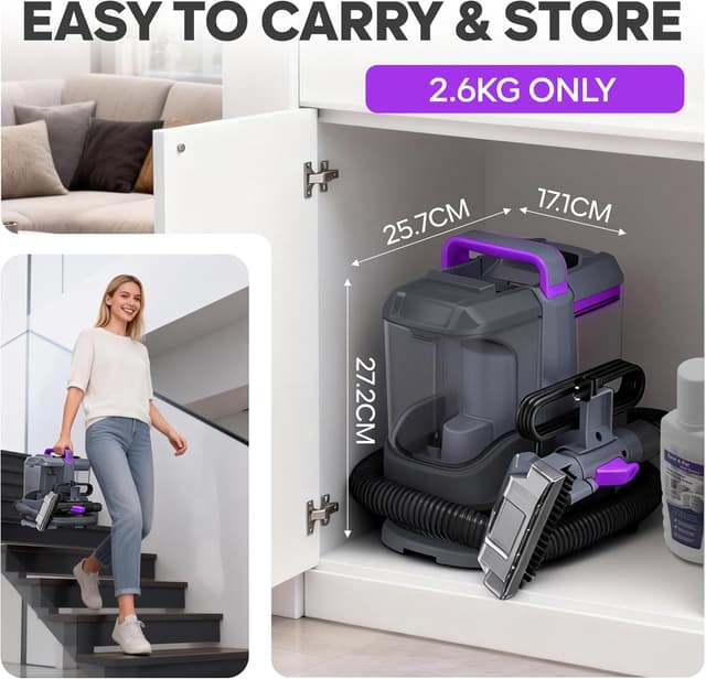 Detalle 2 de X-cotec Lavatappeti 450W 13kPa con doppio serbatoio autopulente e 3 spazzole