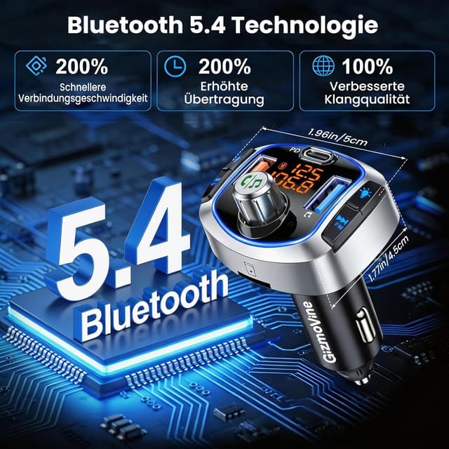 Detalle 2 de GizmoVine FM Transmitter 81 W mit Bluetooth