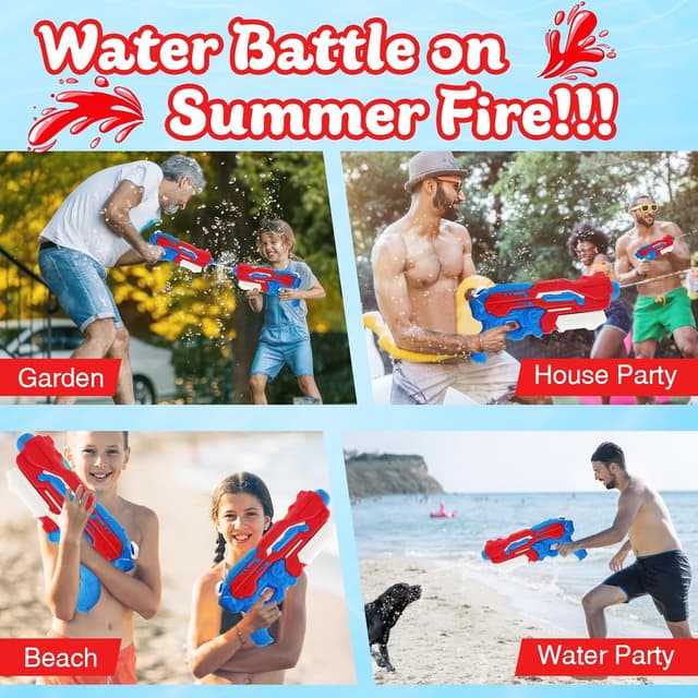 Detalle de Pistolet à eau puissant 1200 ml à longue portée (jusqu’à 10-11 m) — super soaker pour enfant et adulte