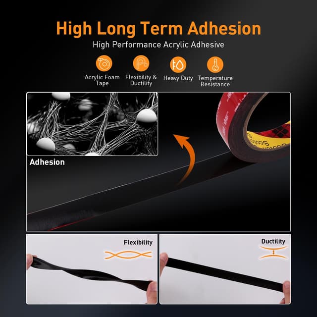 Detalle de 3M 5925 Doppelseitiges Montageband (13 mm x 5,5 m) – stark klebendes, wasserfestes Schaumstoffband