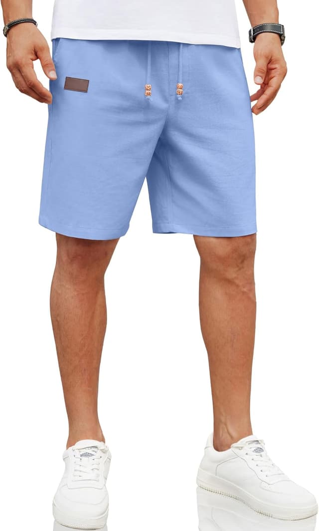 Thumbnail 6 de COOFANDY Men’s Linen Casual Shorts with Elastic Waist and Drawstring Pockets