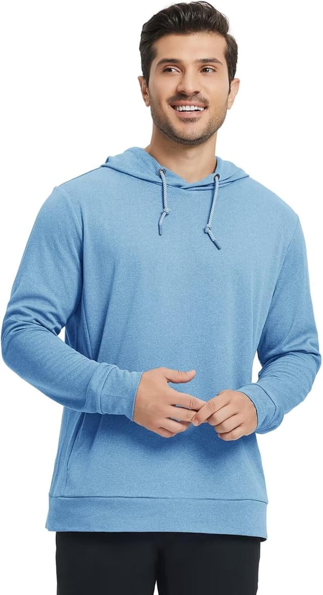 Detalle de M MAELREG Men’s Performance Lightweight Pullover Hoodie (Dry-Fit, 4-Way Stretch, UPF 30+)