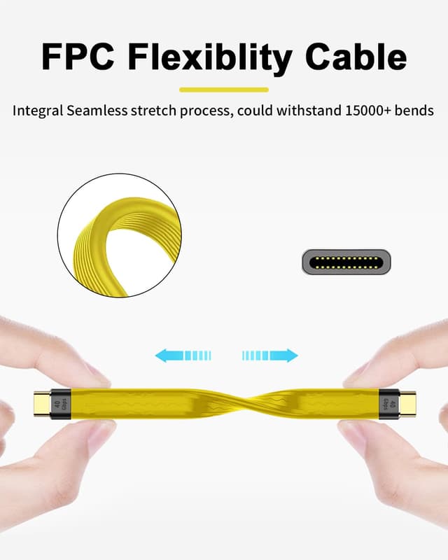 Detalle 2 de Duttek 8K USB-C Short Cable (13cm) – 40Gbps USB-C to USB-C, 100W charging for Thunderbolt 3