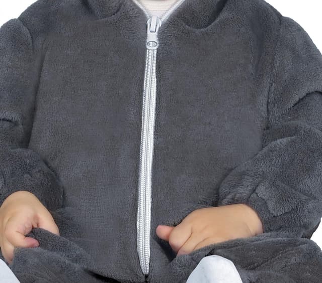 Detalle 2 de FIESTAS Guirca Wolf Baby Kostüm (18–24 Monate) mit Kapuze, Schwanz und Overall in Grau