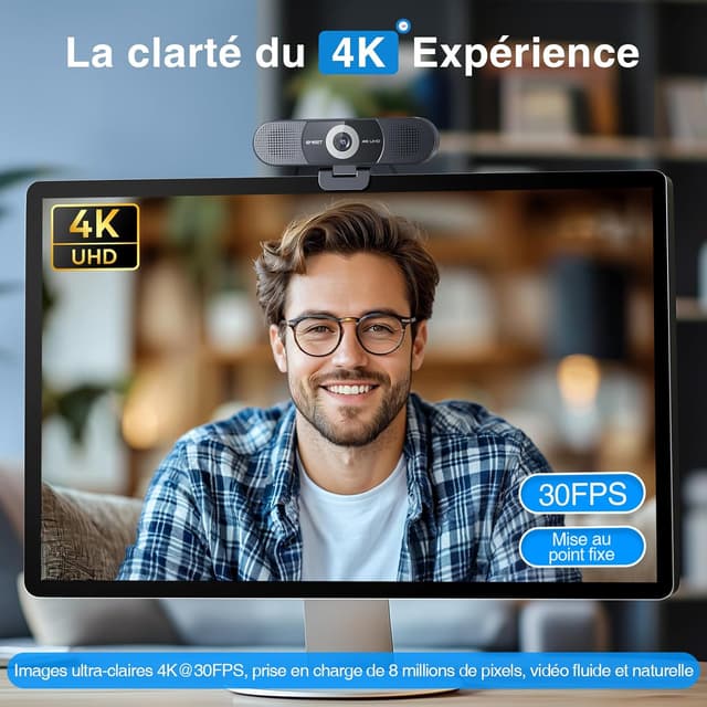 Detalle de eMeet Webcam 4K C980 Pro 3-en-1 (grand angle 60°–98°, 4 microphones, 2 haut-parleurs)