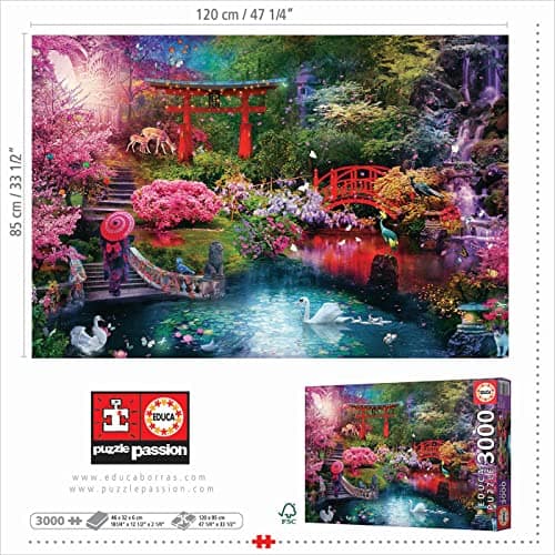 Detalle 2 de Educa Puzzle de 3000 Piezas 🌸 Jardín Japonés, Incluye Pieza Perdida