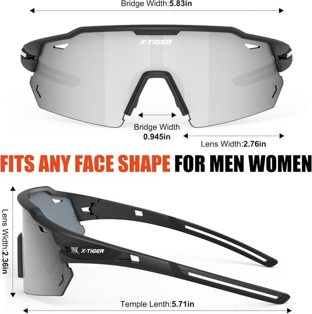 Thumbnail 6 de X-TIGER Polarized Cycling Glasses with 5 Interchangeable Lenses (MTB & Sports)