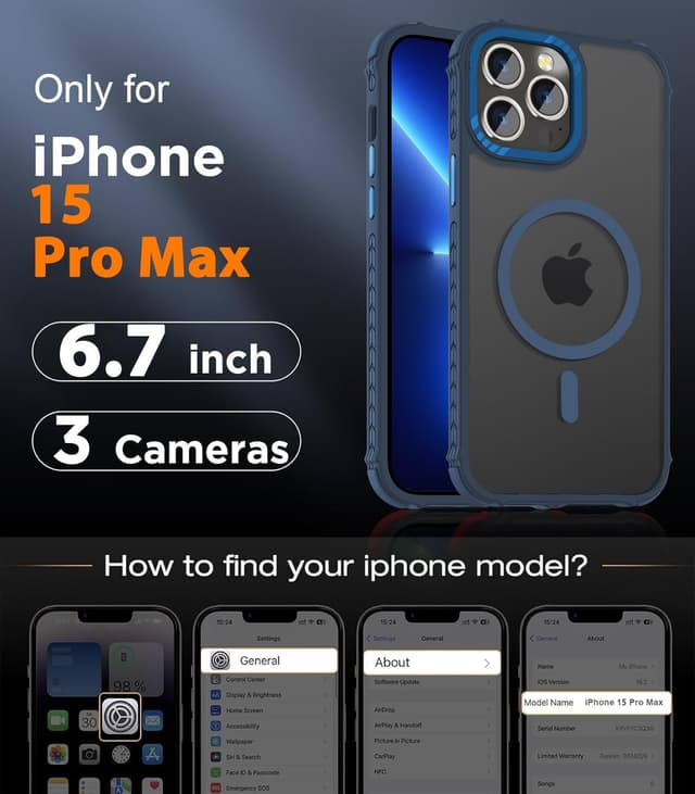 Detalle de DEERLAMN Strong Magnetic Case for iPhone 15 Pro Max (6.7-inch) with MagSafe compatibility — Forest Blue