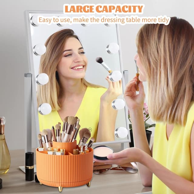Thumbnail 6 de 360° drehbarer Make-up Organizer mit 5 Fächern – Make up Organizer & Pinselhalter (Orange)