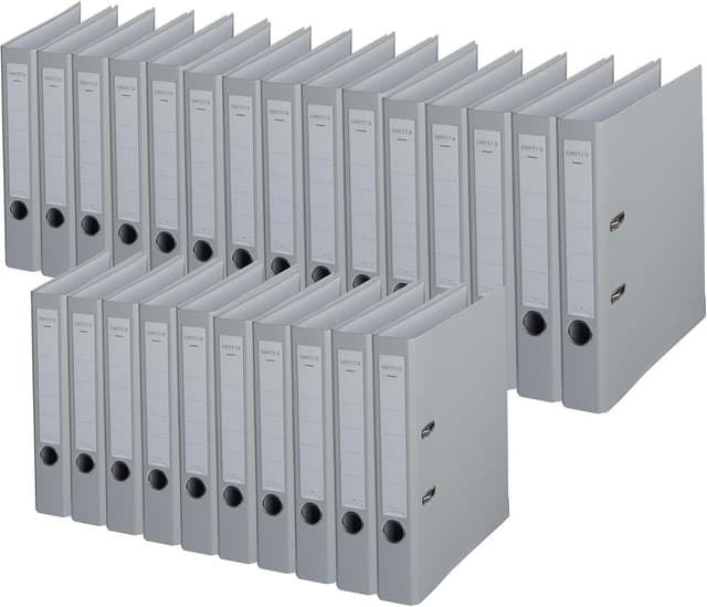 Detalle de 25x Centra Standard-Ordner grau mit PP-Folie, 5,2 cm Rückenbreite, Chromos – A4, Standardmechanik