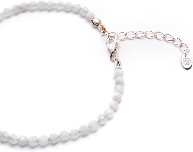 Detalle de BERGERLIN Perlen-Fußkettchen mit Regenbogen-Mondstein (Labradorit) und 925 Sterling-Silber-Verschluss