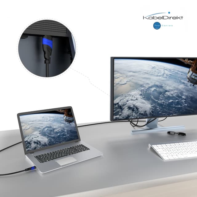 Detalle de KabelDirekt DisplayPort-Kabel (8K/4K) 2 m – DP Monitorkabel für PC, Laptop & Gaming (bis 144 Hz)
