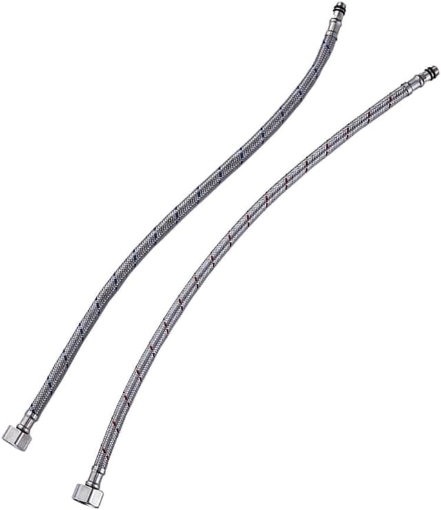 Detalle de Heable pack of 2 kitchen/basin monobloc mixer tap flexi pipe connectors (M10 x 1/2, 1200mm, 304 stainless)