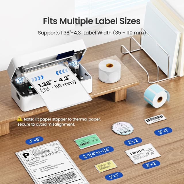 Detalle de ETIKEZ PL50E Bluetooth Thermal Shipping Label Printer (4x6) for iPhone, Android, Windows & Mac, White
