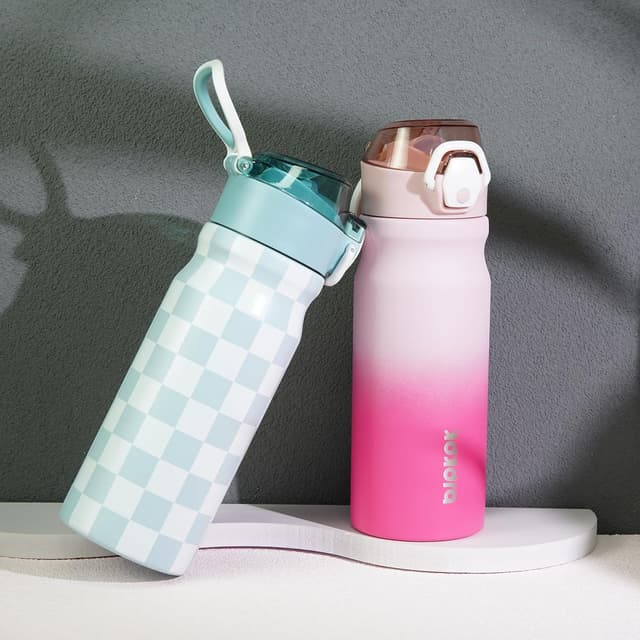 Detalle 1 de BJPKPK 18oz Insulated Stainless Steel Water Bottle with Straw, Double-Wall Vacuum Insulation & Leak-Proof Lockable Flip Lid (BPA-Free)