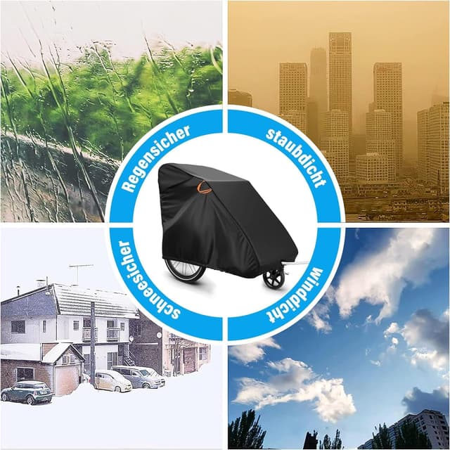 Detalle de Bonna faltgarage für Fahrradanhänger, Hundeanhänger und Lastenanhänger – wasserdichte Abdeckung aus 600D Oxford (140×88×92 cm)