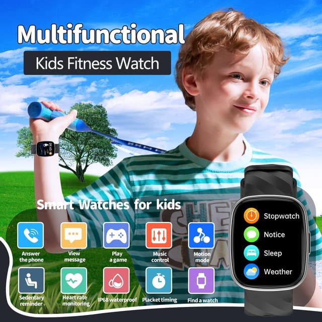 Detalle de Ucani Kids Smart Watch (6–16 years) IP68 Waterproof Fitness Tracker with 1.75" Touch Screen