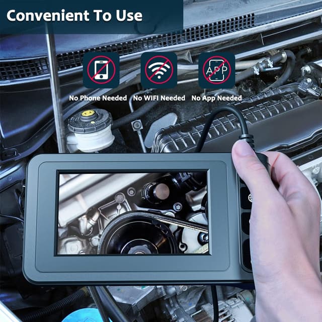 Detalle 2 de SKYBASIC Industrial Endoskop mit 4,3-Zoll-Display, 8-LEDs und 8-mm-Rohrkamera (IP67) – 5-m-Kabel