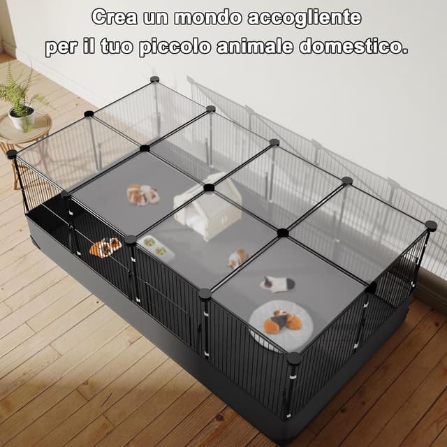 Thumbnail 6 de Aystkniet gabbia in pannelli C&C per piccoli animali 122 x 60 x 40 cm con copertura e fondo impermeabile