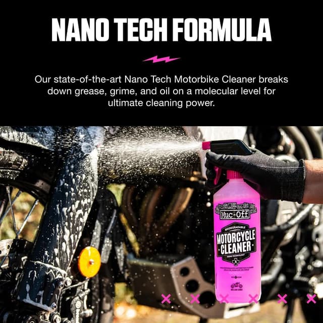 Detalle de Muc-Off Motorcycle Care Duo Kit: detergente nano tech e spray protettivo per la cura della moto