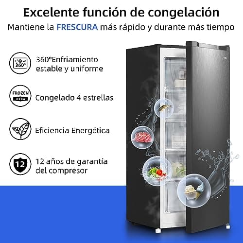 Detalle de Congelador vertical independiente CHiQ 145L negro con puerta reversible