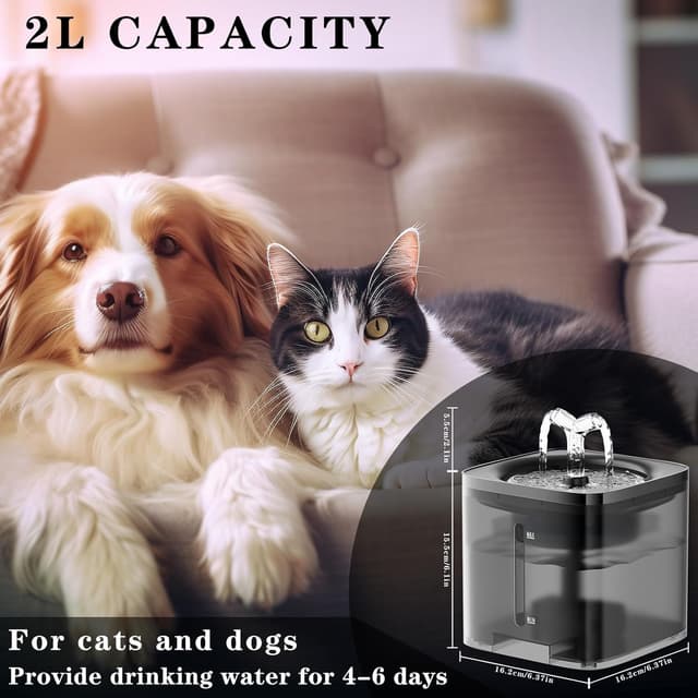Thumbnail 1 de 2L Cat Water Fountain with Silent Pump