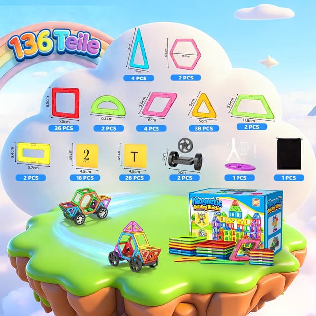 Detalle 2 de WOOBLO Magnetspiel 136 Teile ab 3 Jahren