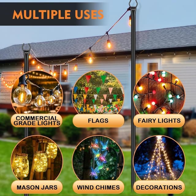 Detalle 2 de HoldOneLight deck string light pole set