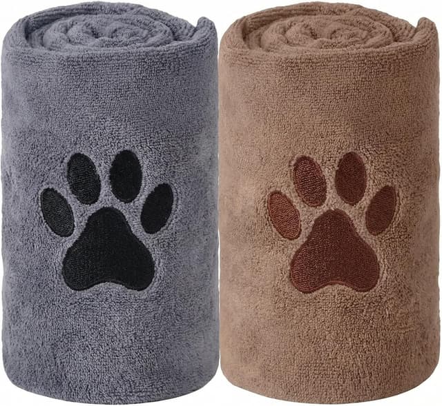 Detalle de 2-Pack Microfibre Dog Towels (39.5x20in) – Super Absorbent, Quick-Dry Pet Bath Towels